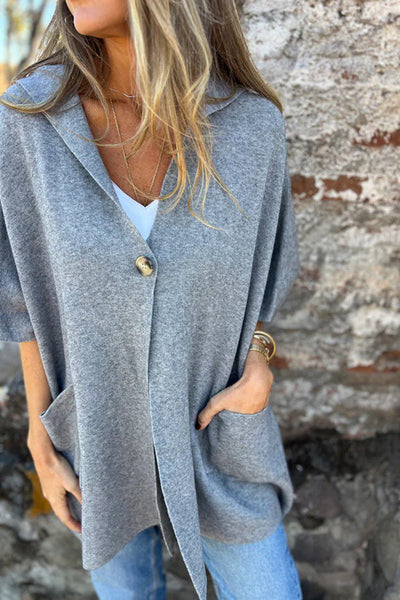Monika | Casual Hooded Cape Jacket with Button & Pockets