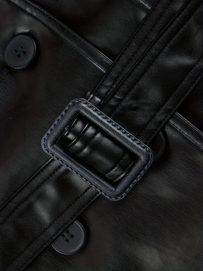 Leather Trench Coat with Belt