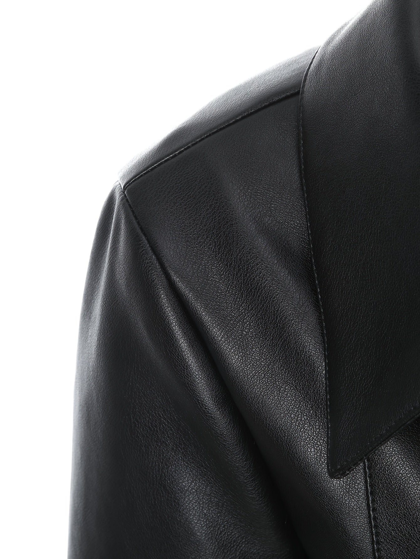 Leather Jacket with Square Neckline & Waist Belt