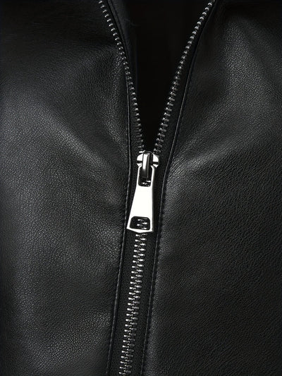 Leather Jacket with Square Neckline & Waist Belt