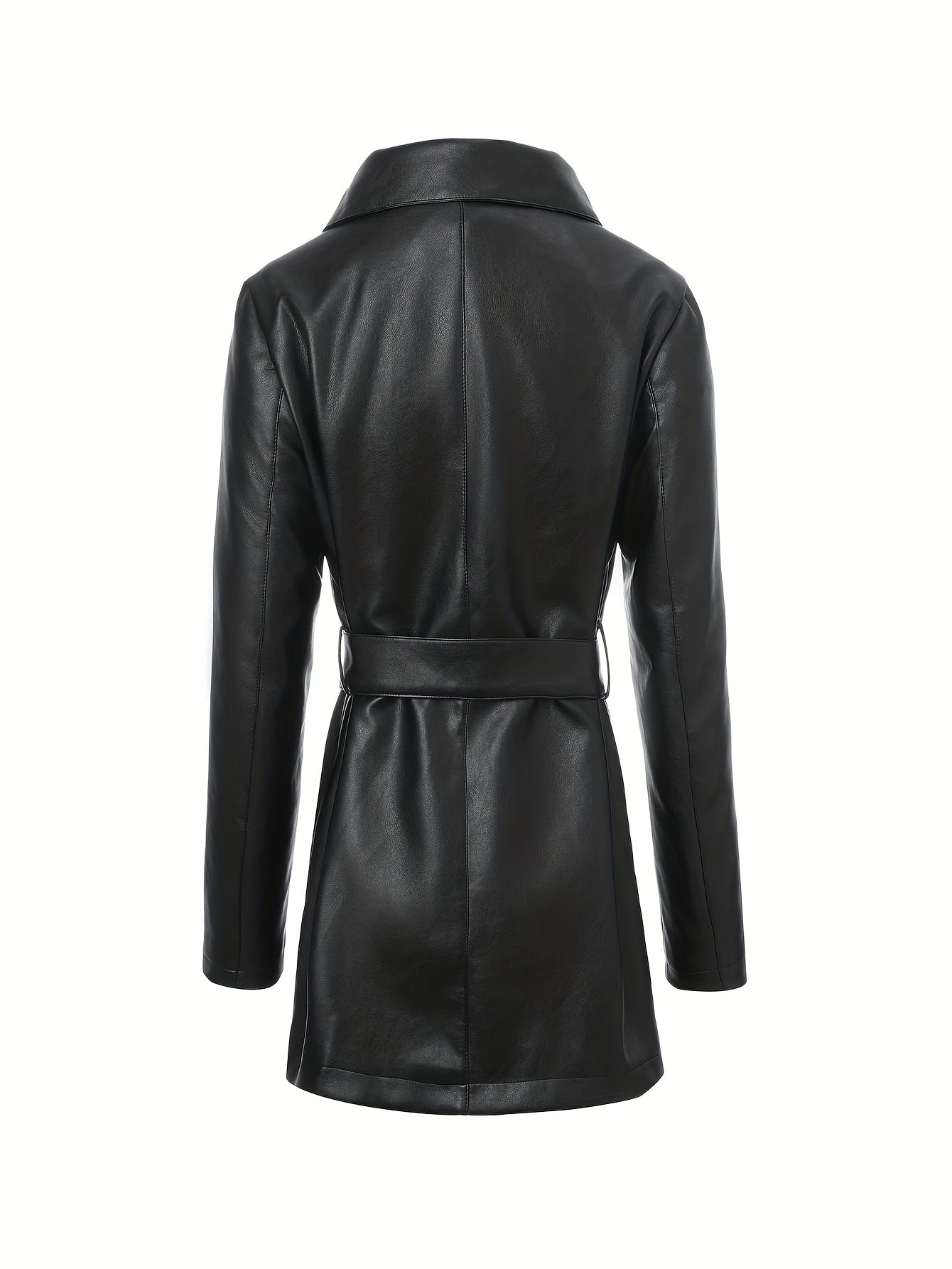 Leather Jacket with Square Neckline & Waist Belt