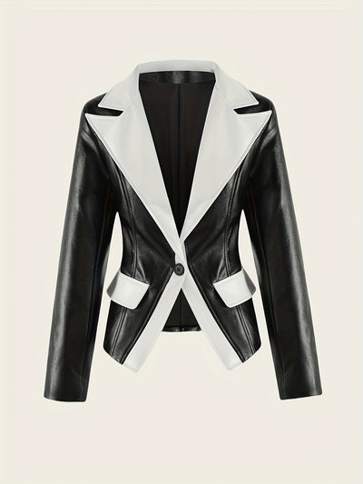 Darana – Women's PU Leather Jacket with Lapel Collar
