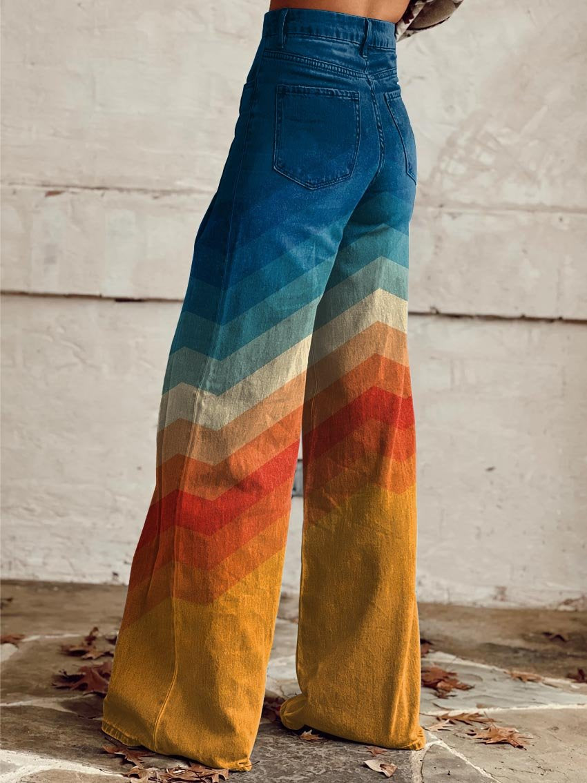 URSULA - WIDE-LEG PANTS WITH ORANGE AND BLUE STRIPES