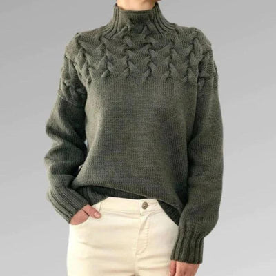 Babette™ | Cozy Knit Sweater with Turtleneck and Chunky Cable Pattern