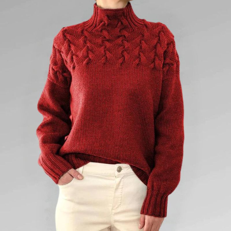 Babette™ | Cozy Knit Sweater with Turtleneck and Chunky Cable Pattern
