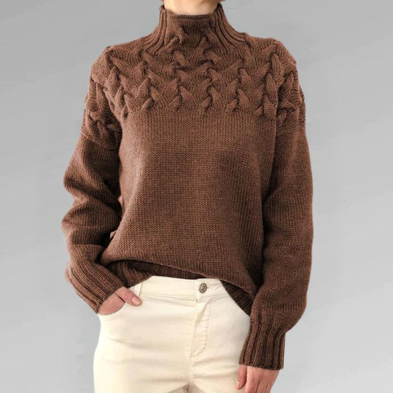Babette™ | Cozy Knit Sweater with Turtleneck and Chunky Cable Pattern