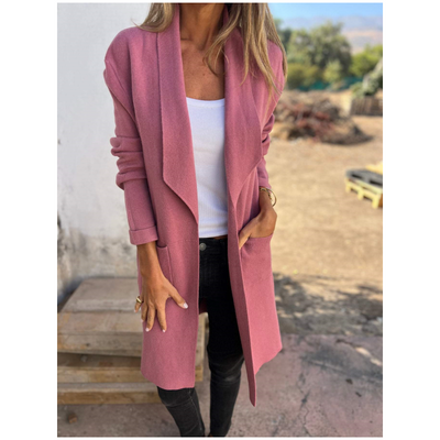 Leonie – Casual Early Autumn Cardigan with Lapel Collar & Open Front