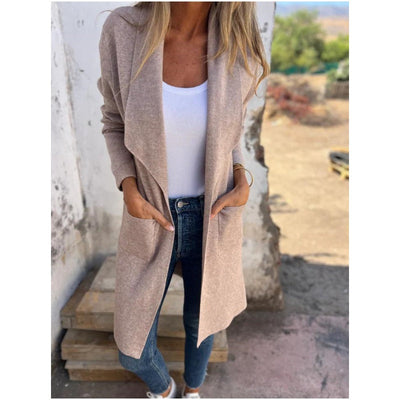 Leonie – Casual Early Autumn Cardigan with Lapel Collar & Open Front