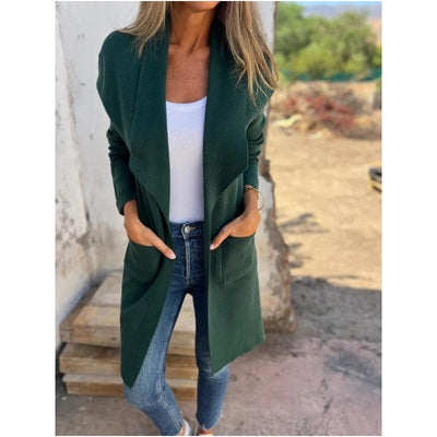 Leonie – Casual Early Autumn Cardigan with Lapel Collar & Open Front