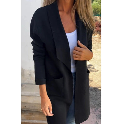Leonie – Casual Early Autumn Cardigan with Lapel Collar & Open Front